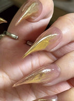 3D Champagne Gold & Nude Pink Edgy Unique & Luxe Claw Handmade Press-On Nails NF061