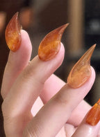 3D Amber Tortoise & Maple Claw Handmade Press-On Nails NF063