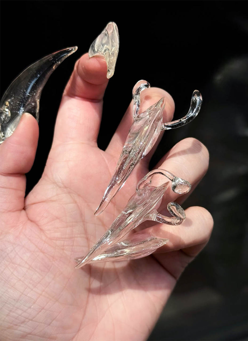 Y2K Cyber Dragon 3D Armor Claws Translucent Handmade Press-On Nails NF069