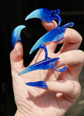 Dreamy 3D Blue Ombre Dragon Claw Fantasy Handmade Press-On Nails NF070