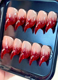 Fiery Red-to-Nude Ombre 3D Cat & Fox Spirit Claws Handmade Press-On Nails NF072