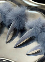 Frost Blue Furry 3D Wolf Cat Claws Handmade Press-On Nails NF074