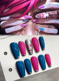 League of Legends Arcane Jinx Inspired Colorful Coffin Handmade Press-On Nails NF076