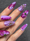 Hand-Carved Purple Elegant & Luxe for Fall/Winter Almond Handmade Press-On Nails NF078