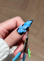 Handcrafted Floral Embossed Vibrant Color Contrast Premium Autumn/Winter Design Almond Handmade Press-On Nails NF081
