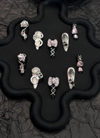 Edgy & Chic Almond Handmade Press-On Nails with Gothic Elegance NF084