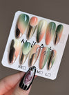 Airbrushed Ombre Edgy Metallic Design Almond Handmade Press-On Nails NF090