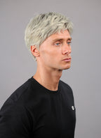 Ash Blonde With Dark Roots Straight Pixie Synthetic Hair Men's Wig NM021