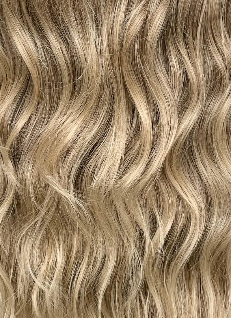 Mixed Blonde With Dark Roots Wavy Synthetic Wig CSX092