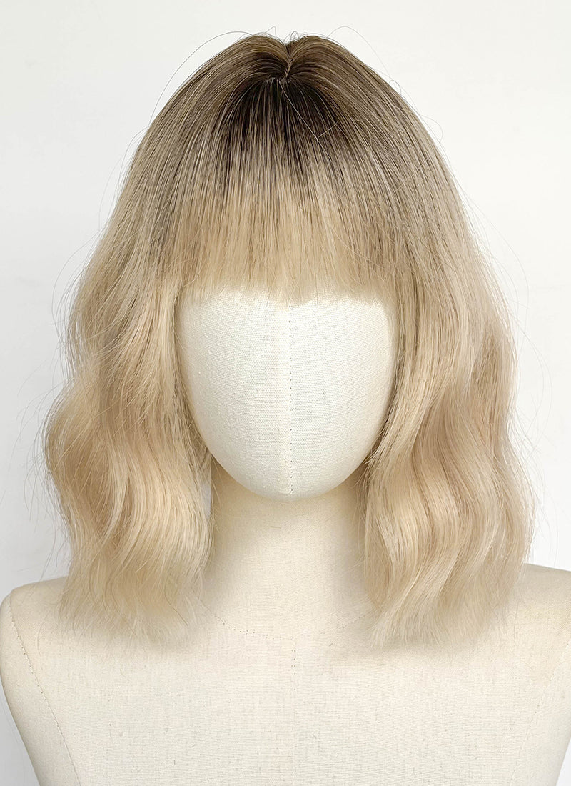 Blonde With Dark Roots Wavy Synthetic Wig CSX093