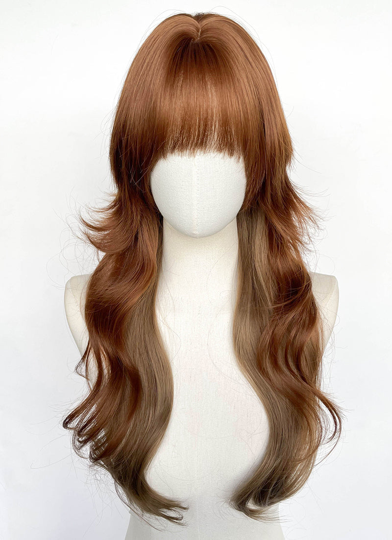 Chestnut Brown Wavy Synthetic Wig CSX096