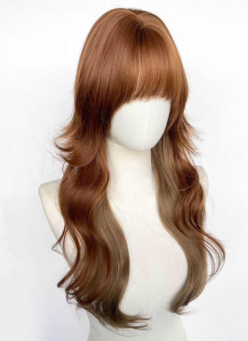 Chestnut Brown Wavy Synthetic Wig CSX096
