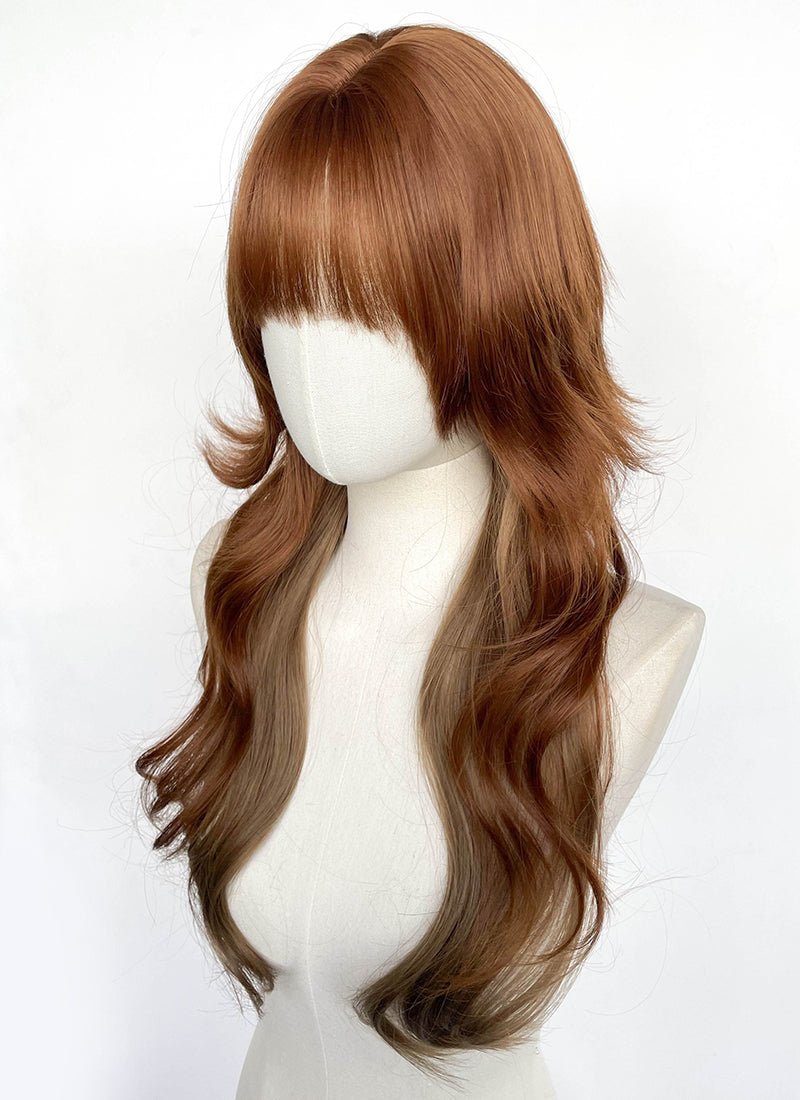 Chestnut Brown Wavy Synthetic Wig CSX096