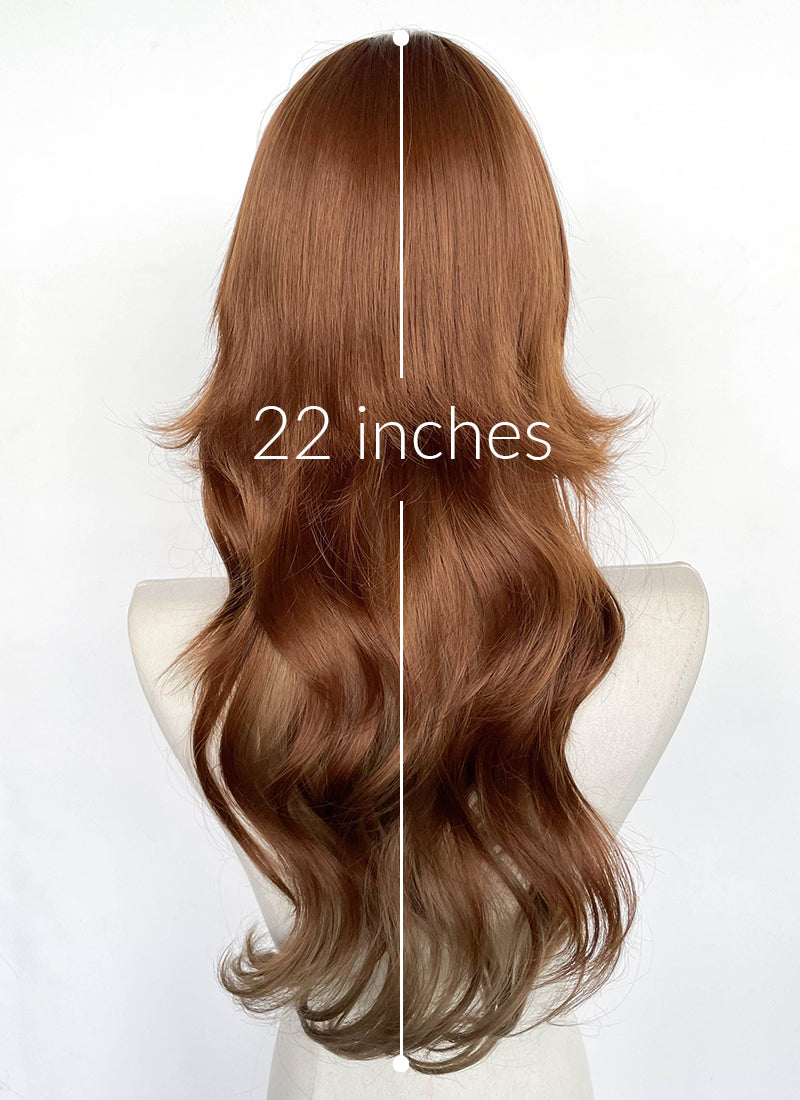 Chestnut Brown Wavy Synthetic Wig CSX096