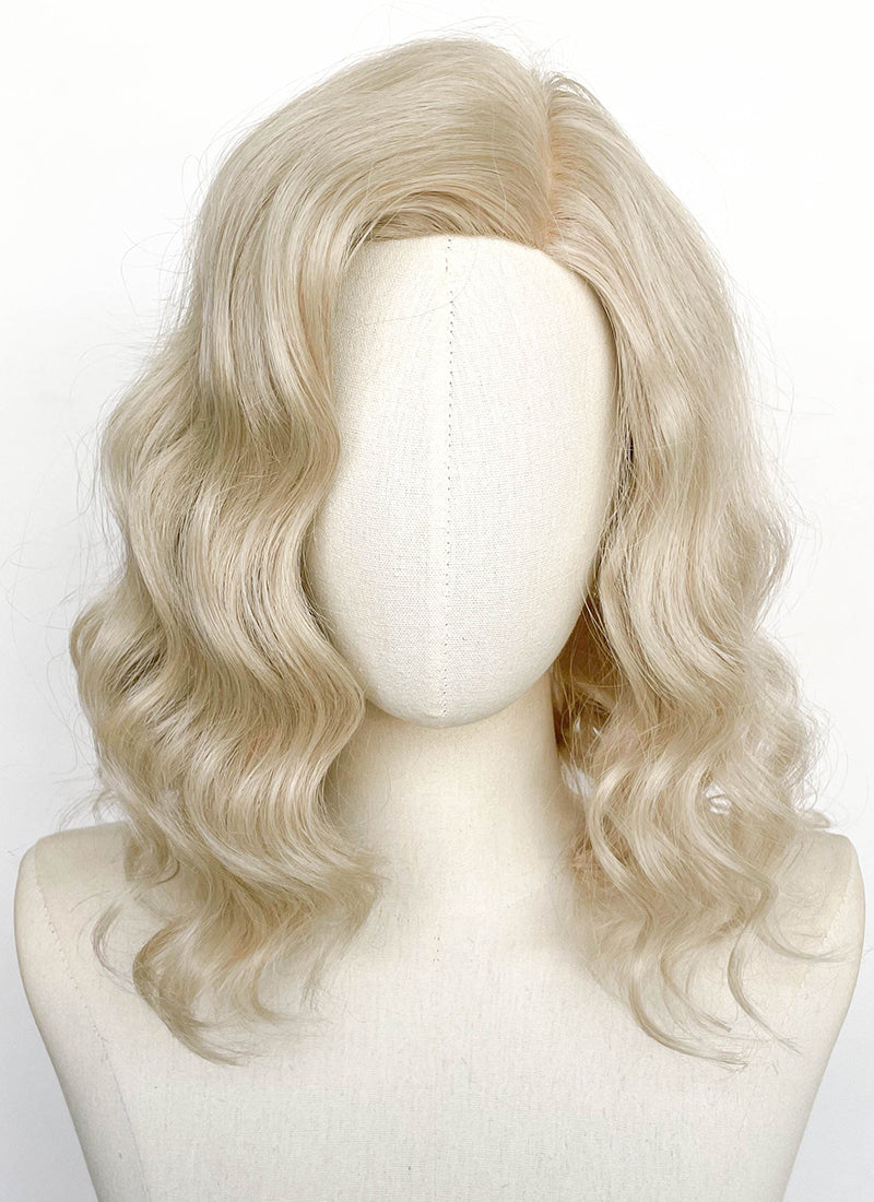 Ash Blonde Wavy Mono Parted Glueless Synthetic Wig CSX097