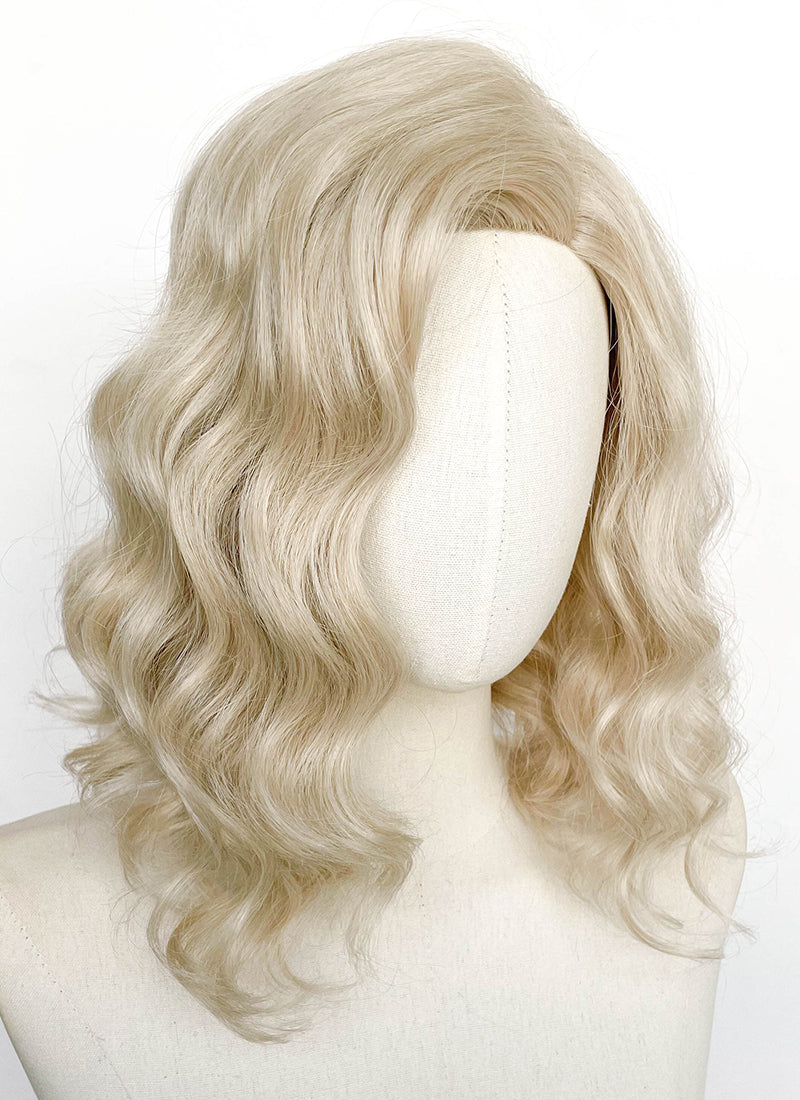 Ash Blonde Wavy Mono Parted Glueless Synthetic Wig CSX097