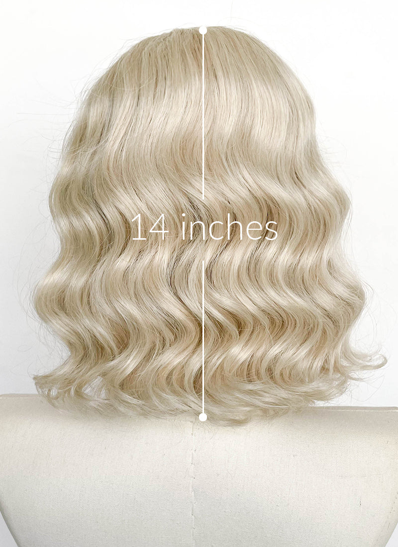 Ash Blonde Wavy Mono Parted Glueless Synthetic Wig CSX097