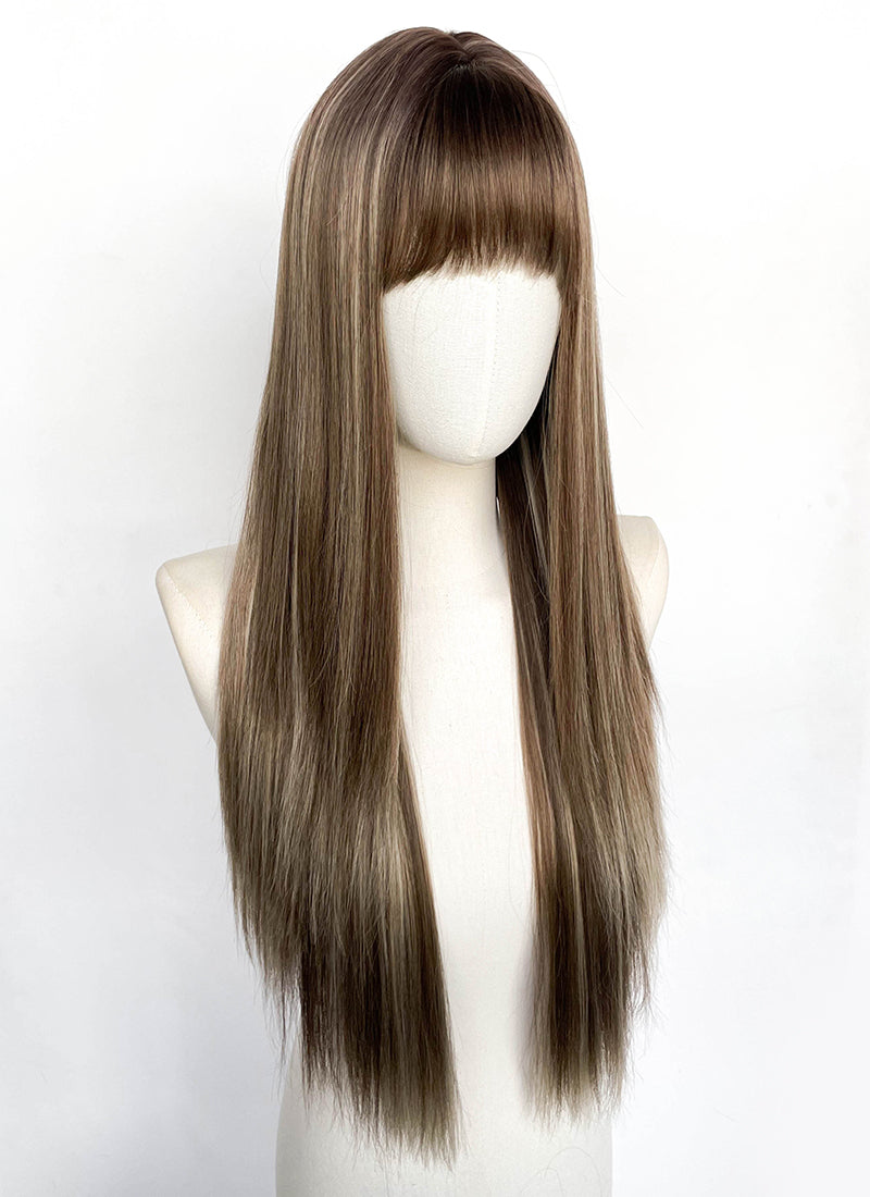 Brown Mixed Blonde Straight Synthetic Wig CSX100