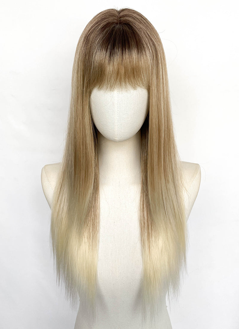 Mixed Blonde With Dark Roots Straight Synthetic Wig CSX104