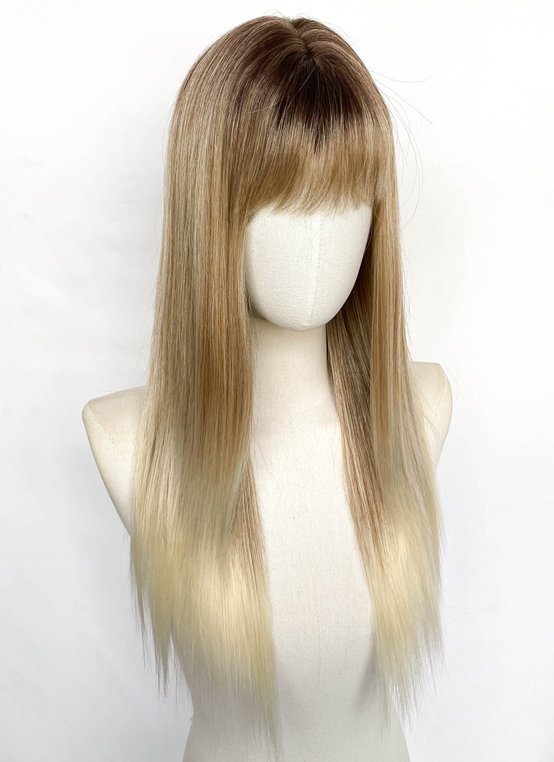 Mixed Blonde With Dark Roots Straight Synthetic Wig CSX104