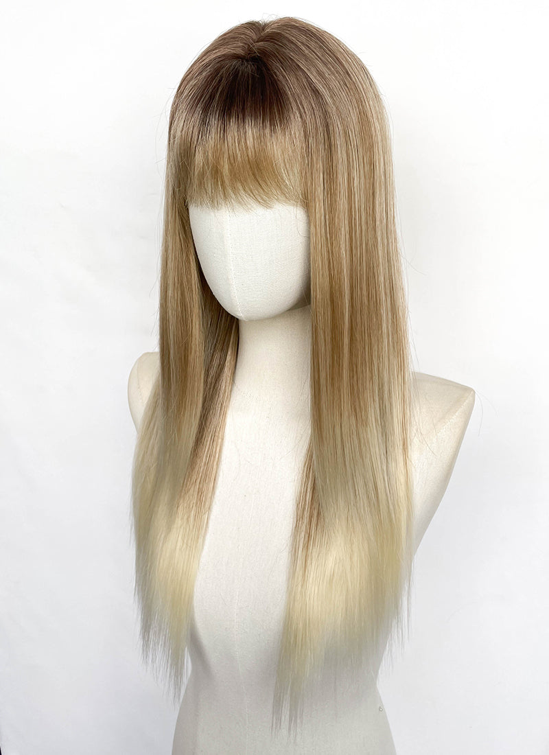 Mixed Blonde With Dark Roots Straight Synthetic Wig CSX104