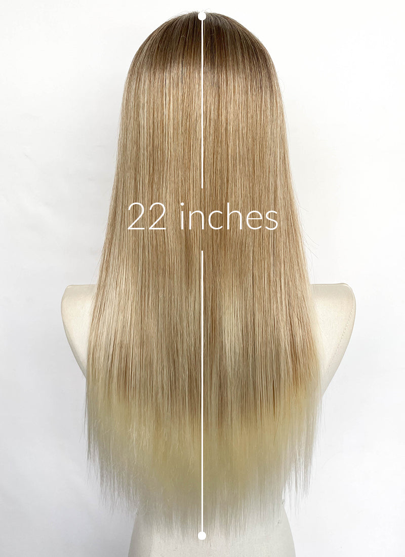 Mixed Blonde With Dark Roots Straight Synthetic Wig CSX104