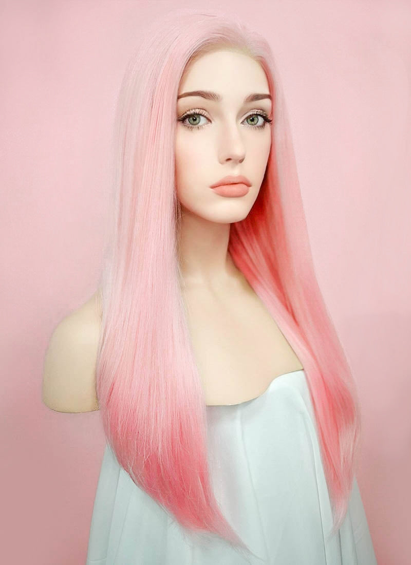 Pastel Pink Straight Lace Front Synthetic Wig LF026