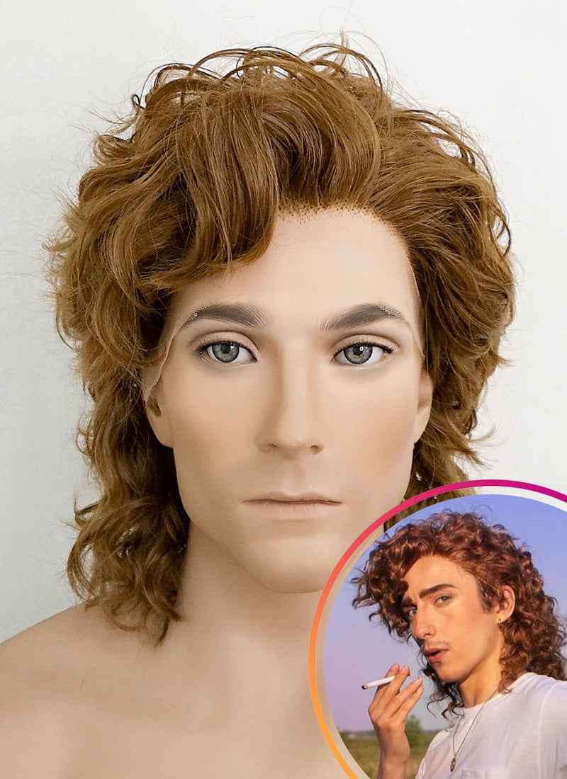 Stranger Things Billy Hargrove Brown Curly Lace Front Synthetic Men's Wig LF1311A