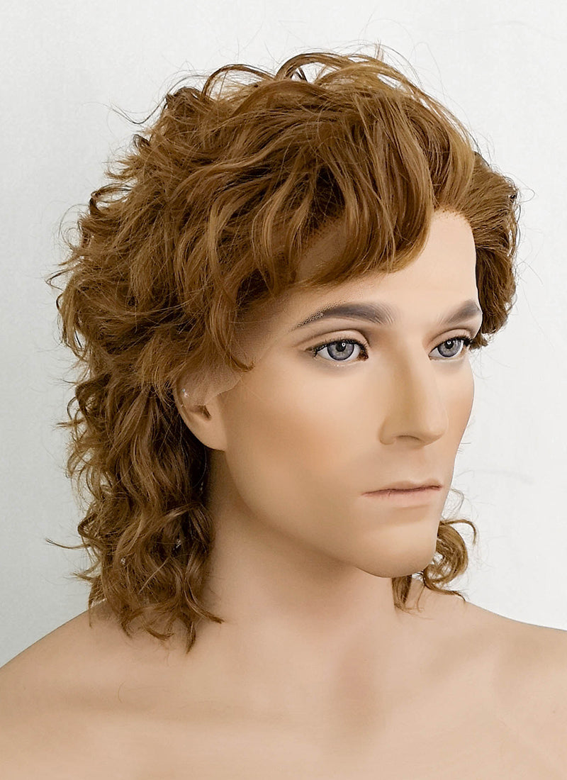 Stranger Things Billy Hargrove Brown Curly Lace Front Synthetic Men's Wig LF1311A