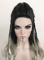 Critical Role Yasha Nydoorin Black Grey White Ombre Braided Lace Front Synthetic Wig LF2121
