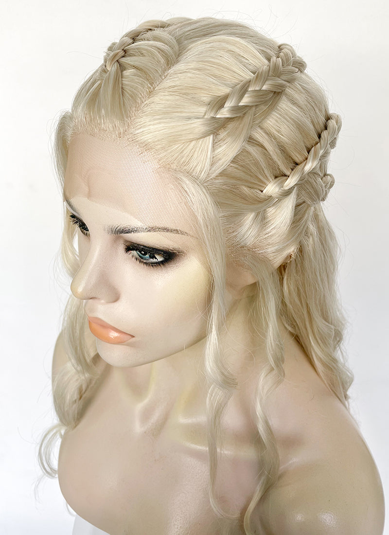 Game of Thrones Daenerys Targaryen Light Ash Blonde Braided Lace Front Synthetic Wig LF2158