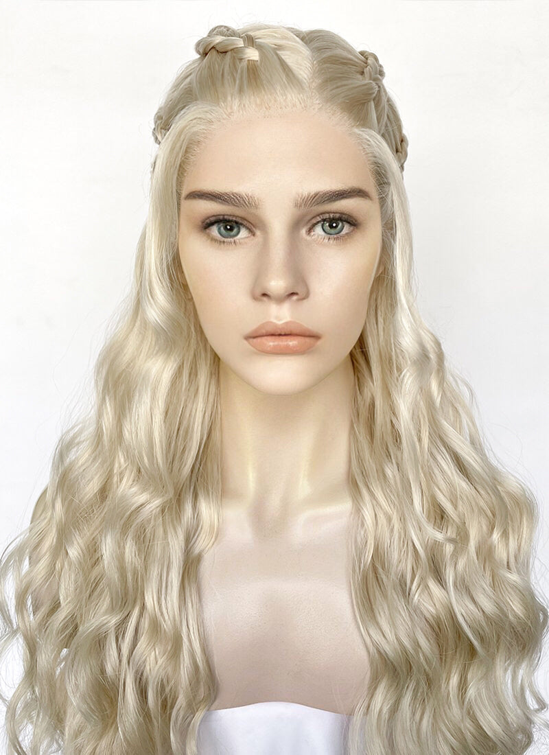 Light Ash Blonde Braided Lace Front Synthetic Wig LF2158F
