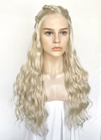 Light Ash Blonde Braided Lace Front Synthetic Wig LF2158F