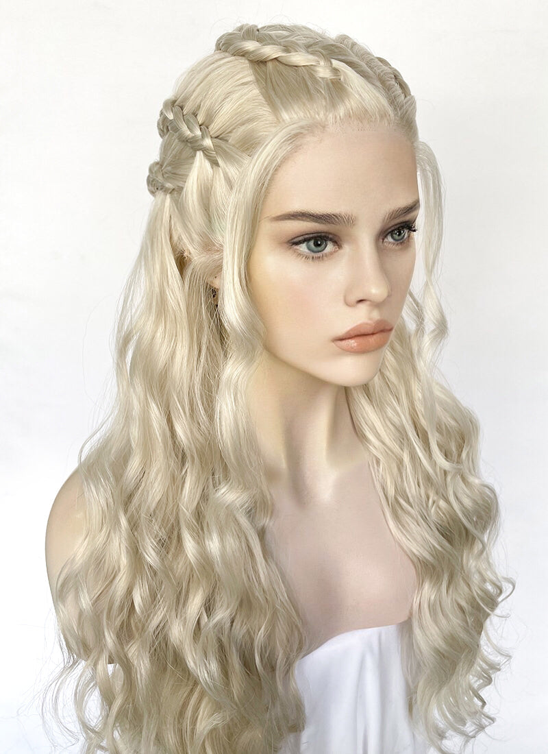 Light Ash Blonde Braided Lace Front Synthetic Wig LF2158F