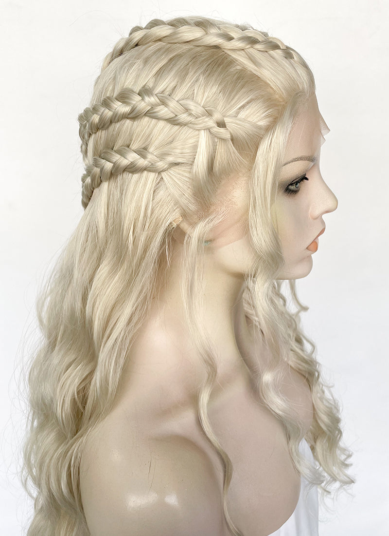 Light Ash Blonde Braided Lace Front Synthetic Wig LF2158F