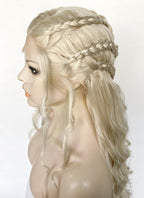 Light Ash Blonde Braided Lace Front Synthetic Wig LF2158F