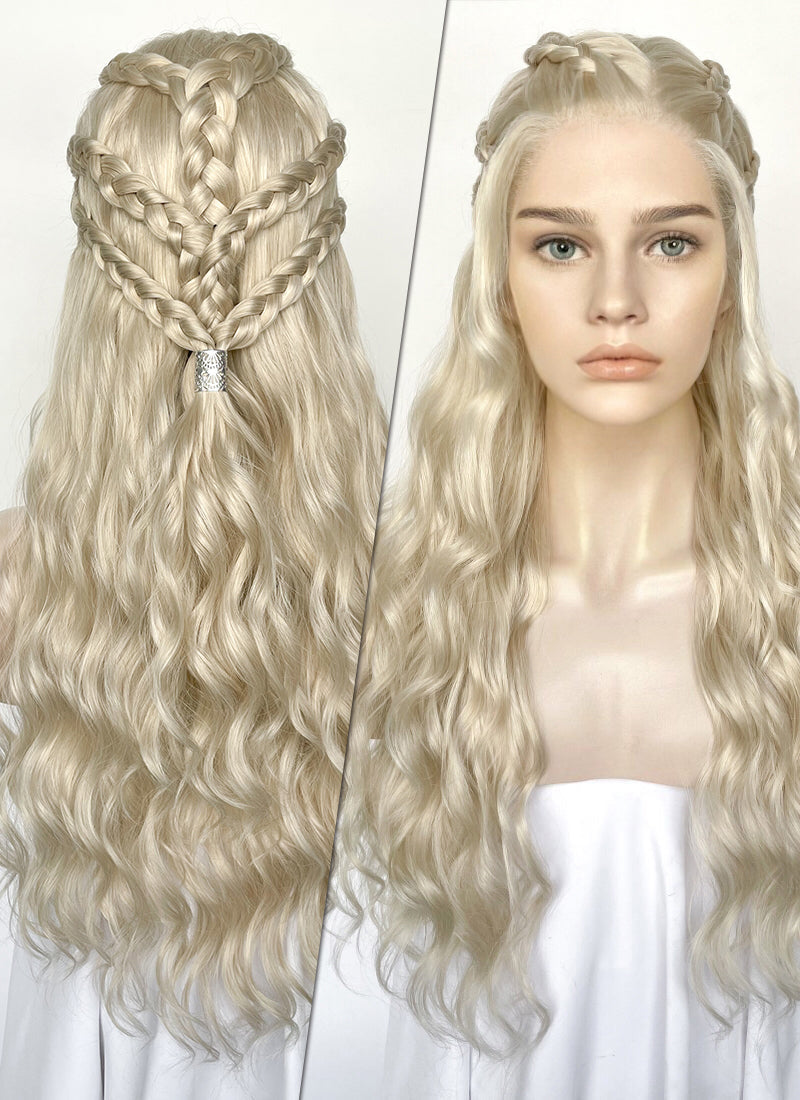 Light Ash Blonde Braided Lace Front Synthetic Wig LF2158F