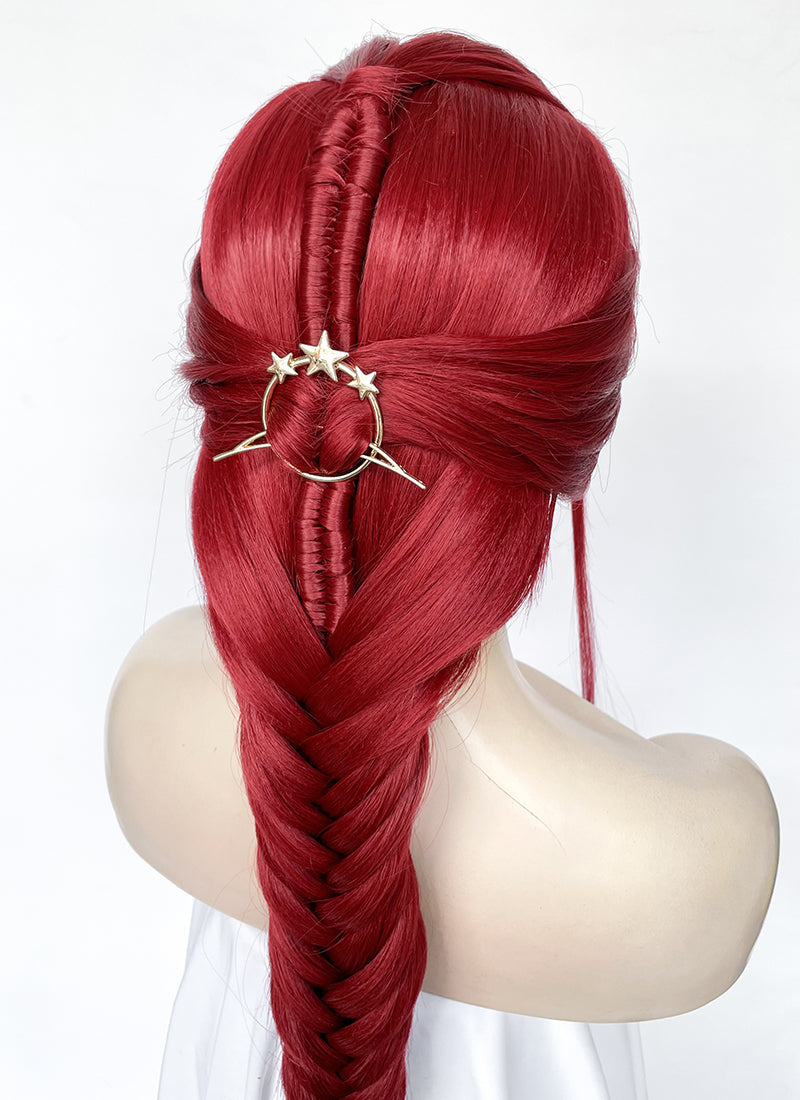 Red Braided Yaki Lace Front Synthetic Wig LF2160