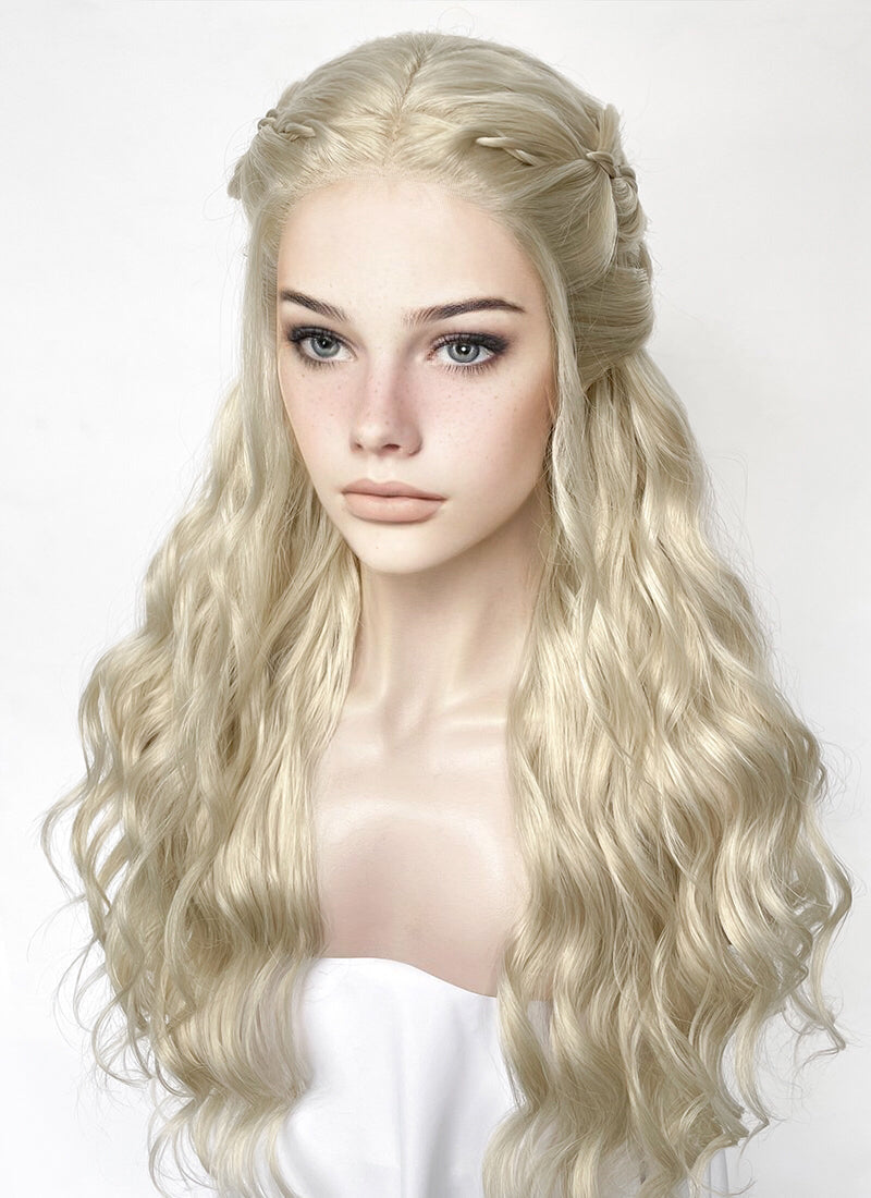 Pastel Ash Blonde Braided Lace Front Synthetic Wig LF2166