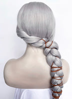 The Witcher IV Ciri Yaki Silver Grey Braided Lace Front Synthetic Wig LF2179