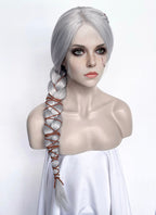 The Witcher IV Ciri Yaki Silver Grey Braided Lace Front Synthetic Wig LF2179