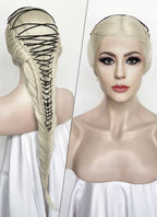 Lady Gaga Platinum Blonde Braided Lace Front Synthetic Wig LF2182