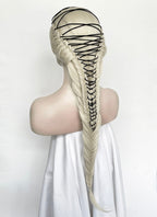 Lady Gaga Platinum Blonde Braided Lace Front Synthetic Wig LF2182