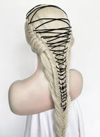 Lady Gaga Platinum Blonde Braided Lace Front Synthetic Wig LF2182