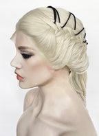 Lady Gaga Platinum Blonde Braided Lace Front Synthetic Wig LF2182