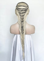 Lady Gaga Platinum Blonde Braided Lace Front Synthetic Wig LF2182