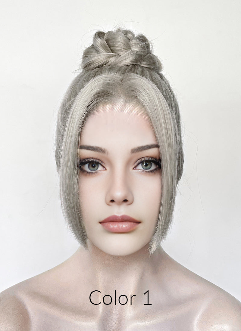 Grey Braided Lace Front Synthetic Wig LF2184