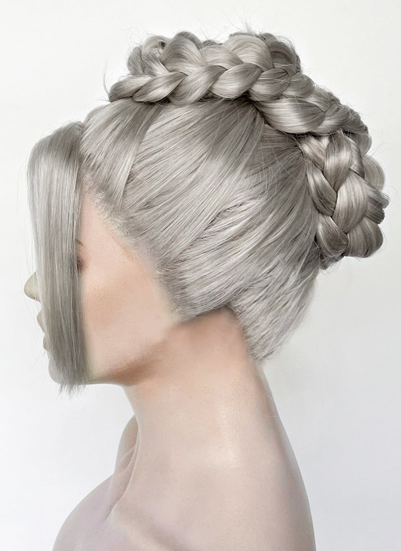Grey Braided Lace Front Synthetic Wig LF2184