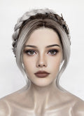 Fourth Wing Violet Sorrengail Brunette Silver Grey Ombre Braided Lace Front Synthetic Wig LF2188