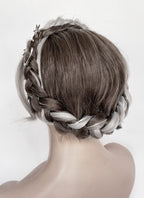 Fourth Wing Violet Sorrengail Brunette Silver Grey Ombre Braided Lace Front Synthetic Wig LF2188